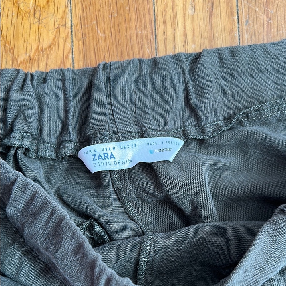Zara Denim Olive Green Jogger Pants - Picture 2 of 4